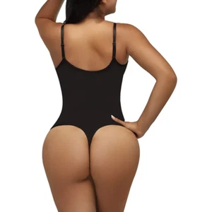 Super Sale V Neck Spaghetti Strap Bodysuit Compression Body Suits Open Crotch Sh - Picture 1 of 18