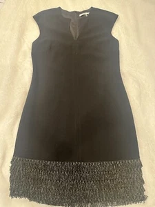 Trina Turk Black Mini dress w/ gold fringe Size 2 For Cocktail, Party Dress - Picture 1 of 14