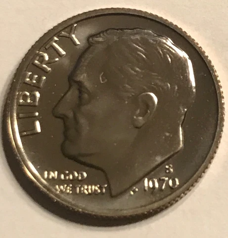 1970 S Proof Roosevelt Dime From U.S. Proof Set With Free Shipping Cover