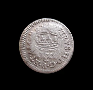PORTUGAL 50 REIS 1/2 TOSTÃO LISBOA 1683-1706 SILVER PEDRO II KM 136 #3859# - Picture 1 of 2