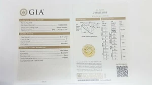 GIA Certificate 0.23ct F Color SI1 Round Brilliant Shape Excellent Cut Diamond - Picture 1 of 2