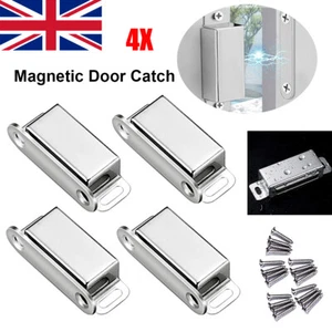 4X Stainless Magnetic Door Catch Heavy Duty Strong Magnet Cupboard Latch Lock - Picture 1 of 11