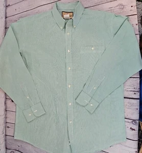 Vintage Wrangler Shirt Mens XL Green White Striped Button Up Brushpopper 90's - Picture 1 of 12