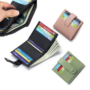Slim Credit Card Holder Wallet Women's Minimalist Leather Cash Clip Bifold Purse - Picture 1 of 20