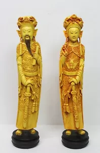 Vintage große handgeschnitzte Harzfiguren chinesischer Kaiser und Kaiserin - Bild 1 von 18