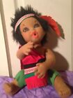 RARE Vintage Felt doll molded painted face-little Indian boy-it's a small world 