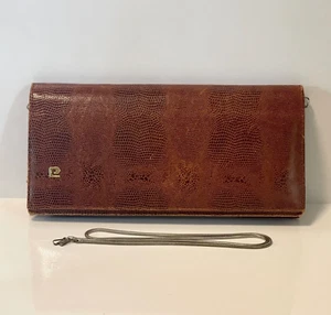 Bolso de Mano Vintage Bolso de Mano PIERRE CARDIN Piel de Serpiente Cuero Marrón Oro Exótico Años 70 - Imagen 1 de 23