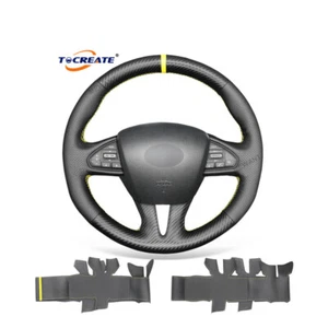 Genuine Leather Carbon Fiber Steering Wheel Cover for Infiniti Q50 QX50 #Q021 - Imagen 1 de 10