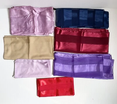 Lote de 7 bufandas vintage envolturas para la cabeza colores lisos poliéster Foto 1 de 4