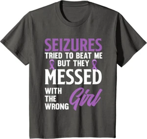 Seizures Messed With Wrong Girl Epilepsy Awareness Youth Unisex T-shirt - Picture 1 of 5