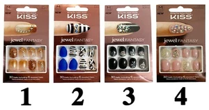 New Kiss Jewel Fantasy High Fashion Glamour Nails Medium Length 30 Nails #69115 - Picture 1 of 9