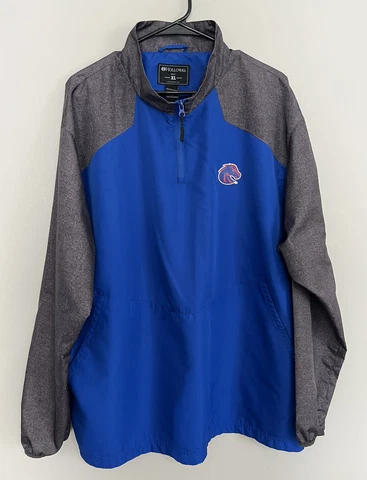 Holloway Men’s XL Boise State 1/4 Zip Pullover Windbreaker Jacket Blue Cover