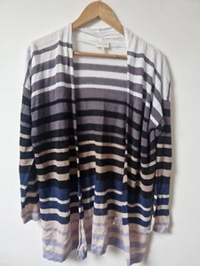 East Linen Striped Open Style Cardigan Top Size M - Picture 1 of 6