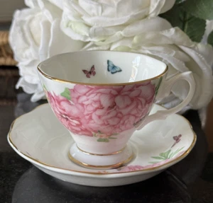 Royal Albert Miranda Kerr Everyday Friendship Butterfly Cup & Saucer Gold Trim - Picture 1 of 14