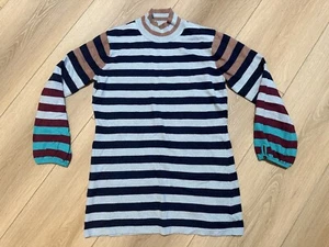 Paul Frank Women's knit Sweater Blue Stripe Sz L - Picture 1 of 11