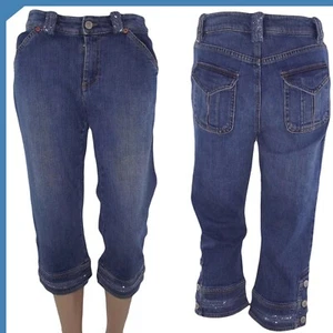 Iblues By Max Mara Pantalone Jeans Donna Blu Denim 3/4 It 42 46 W 28 32 De 36 40 - Picture 1 of 11