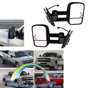 Pair For Chevy Silverado 1500 2500 2500HD 07-13 Power LED Signal Towing Mirrors - Bild 1 von 9