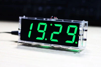 electronic clock gree LED microcontroller digital time Light Control Temperature
