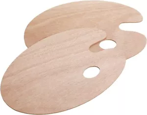 2 Pack of Paint Palettes Classically Designed Basswood Palette Tray w/Thumb Hole - Picture 1 of 8