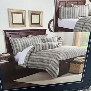 Brooks Brother KING Cal/King 3pc Belgian Linen Striped Duvet Cover & 2 Shams - Picture 1 of 3