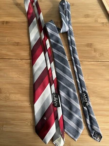 2 Men’s Ties Givenchy, Dior Polyester Reds, Greys 2.5”-3” - Picture 1 of 14