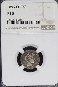 1893 O Barber Silver Dime NGC F15 - Better Date - *DoubleJCoins* 5006-14 - Picture 1 of 2