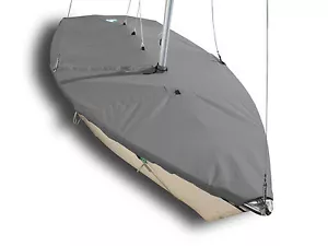 420 Sailboat - Boat Mast Up Flat Cover - Polyester Charcoal Gray Mooring Cover - Bild 1 von 3
