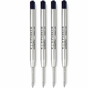 Genuine Parker Ball Pen Ballpoint Refill Quink Flow Medium X 4 Black UK - Picture 1 of 6