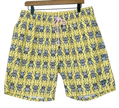 Pantalones Cortos de Natación Pink House Mustique Amarillo Estampado Escarabajo Forrados Talla 38 Foto 1 de 4