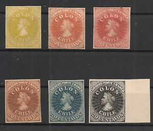 Chile 1800s Columbus Colour Trial Proofs on Thin Card Superb Condition