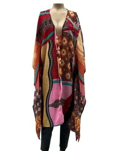 Patrons Of Peace Open Front Bohemian Kimono Long Cardigan Multicolor Women XS/S - Picture 1 of 9