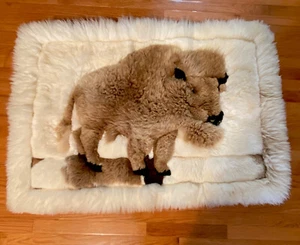 Alpaca Fur Brown Buffalo Soft Tapestry Rug Bed Throw Wall Hanging Made In Peru - Picture 1 of 12