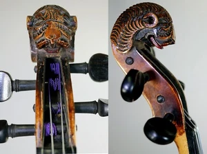 19th century LION HEAD ANTIQUE OLD BOHEMIAN VIOLIN. LISTEN VIDEO! ID:280323 - Picture 1 of 22