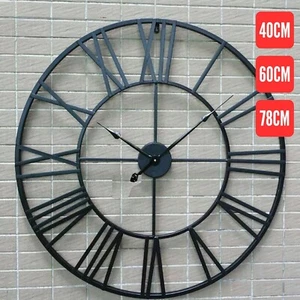 Extra Large Roman Numerals Skeleton Wall Clock Big Giant Open Face Round Clocks - Picture 1 of 17