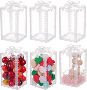 24PCS Clear Plastic Gift Box with Bowknot 4.5x2.5x2.5 Transparent PVC Favor Boxe - Picture 1 of 12