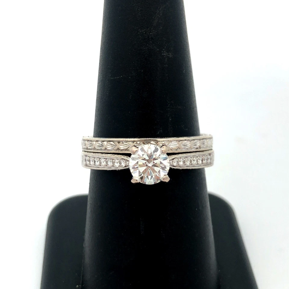 Designer Blue Nile 14K White Gold Round GIA Diamond Solitaire Engagement Ring Foto 1 de 1