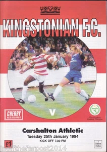 1993/94 KINGSTONIAN V CARSHALTON ATHLETIC 25-01-1994 Diadora League - Picture 1 of 1