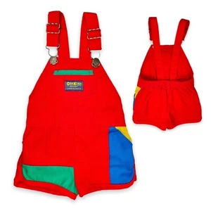 Vintage Oshkosh Primary Color Block Short Overall Shortalls Strampler Outfit 18m - Bild 1 von 12