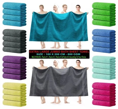 Big Super Jumbo Bath Sheet 100x200cm Egyptian Cotton Soft XXL  Bath Sheet 600GSM - Image 1 of 4