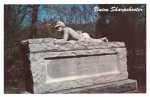 Union Sharpshooter Monument Gettysburg Va. cartolina metà secolo - Foto 1 di 2