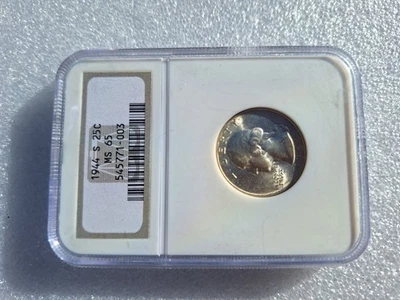 1944 s silver washington quarter graded ngc ms 65 - Image 1 of 4