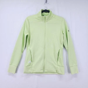 Adidas Lime Green Golf Jacket Sweater Women Size S Full Zip Embroidered Flower - Picture 1 of 21