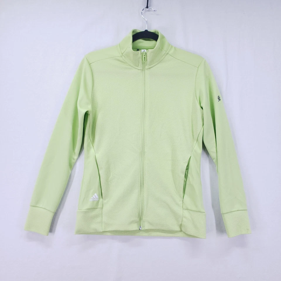 Adidas Lime Green Golf Jacket Sweater Women Size S Full Zip Embroidered Flower - Image 1 of 4