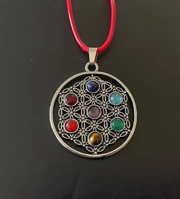 7 Chakras -Colar Pingente Amuleto Reiki Pedra Preciosa Reiki-Novo - Imagem 1 de 4