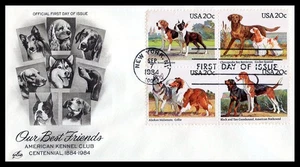 US FDC # 2098-2101a 20c DOGS block ArtCraft  S.Cancel 1984, 9p6796 - Picture 1 of 1