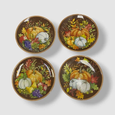 Juego de 4 platos de postre Certified International Brown Harvest Blessings Foto 1 de 4