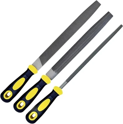 BRAND: WARMTREE 3 pcs Metal File Set, 8-inch,Professional High Carbon Steel 8 inch, Yellow