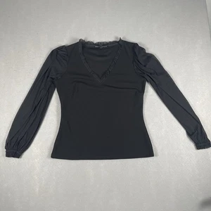 White House Black Market Damen Bluse Medium Schwarz Langarm - Bild 1 von 8