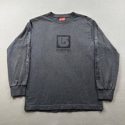 Vintage Burton Snowboards T-Shirt Mens Small Gray Logo Skater Long Sleeve 90s - Image 1 of 4