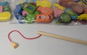 Cartoon Character Animals Fruits Fishing Game 3 years + Magnetic Fishing Pole - Picture 1 of 7